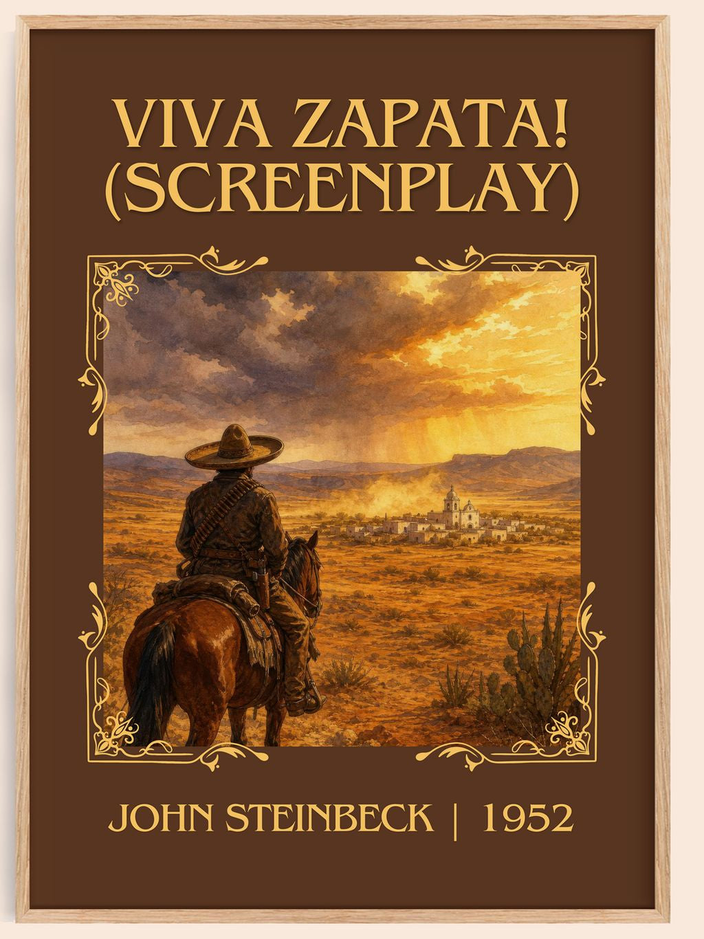 Viva Zapata! (Screenplay) Classic Book Art Print by John Steinbeck – book poster