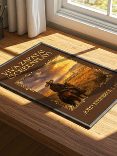 Viva Zapata! (Screenplay) Classic Book Art Print by John Steinbeck – print on a sunlit desk