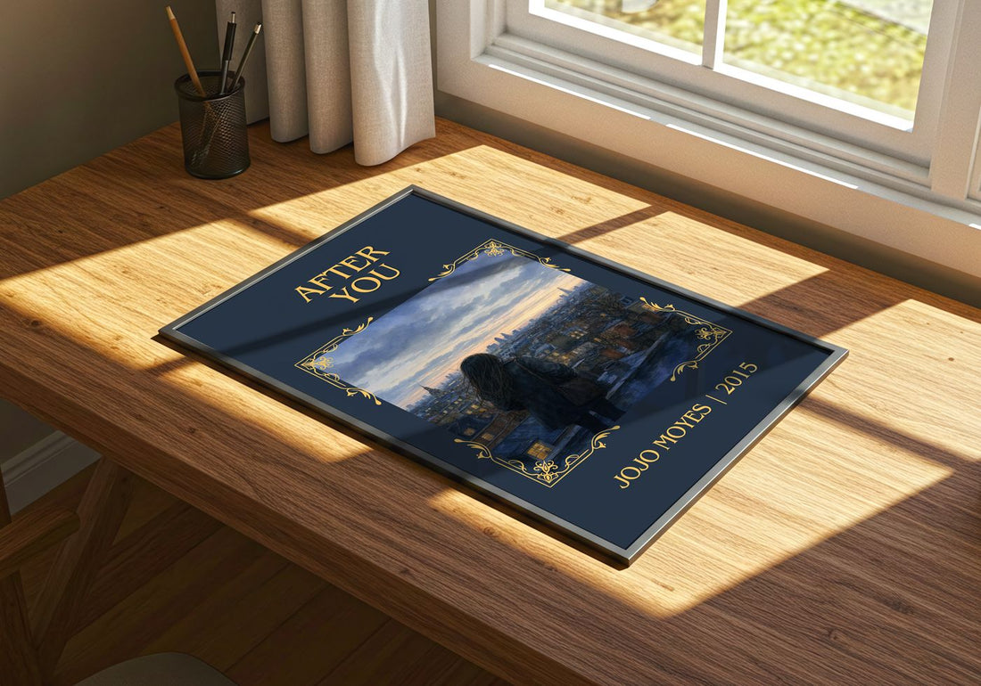 After You Classic Book Art Print by Jojo Moyes – print on a sunlit desk
