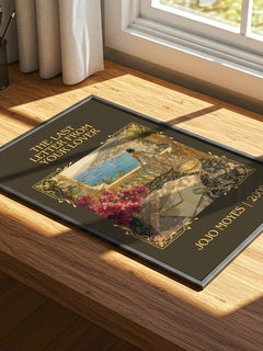 The Last Letter From Your Lover Classic Book Art Print by Jojo Moyes – print on a sunlit desk