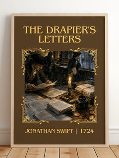 The Drapier's Letters Classic Book Art Print by Jonathan Swift – framed print leaning on a wooden floor