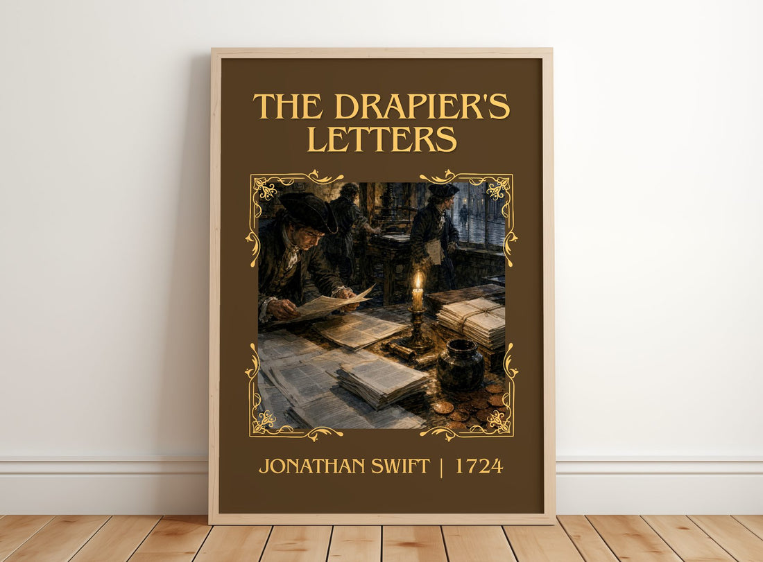 The Drapier's Letters Classic Book Art Print by Jonathan Swift – framed print leaning on a wooden floor