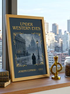 Under Western Eyes Classic Book Art Print by Joseph Conrad – framed print on a city-view windowsill