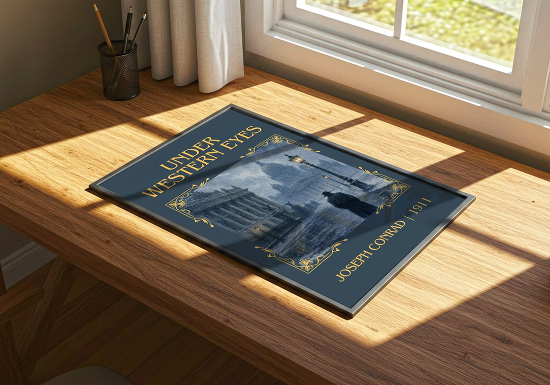 Under Western Eyes Classic Book Art Print by Joseph Conrad – print on a sunlit desk