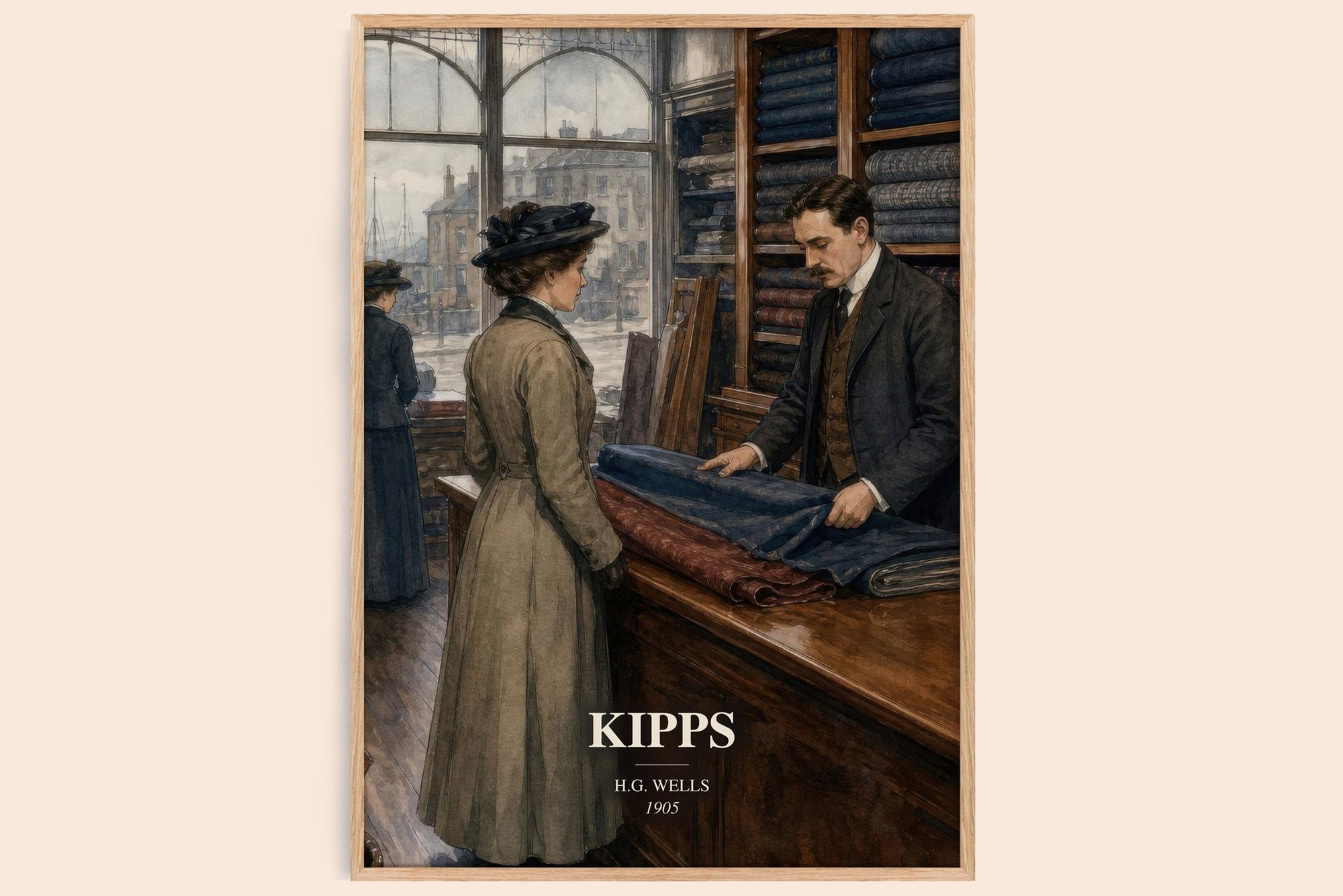 Kipps watercolour book poster by H.G. Wells – framed literary art print