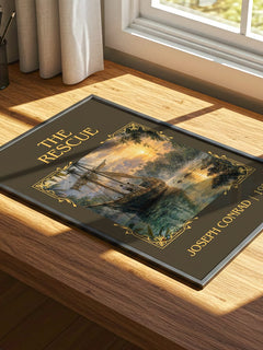 The Rescue Classic Book Art Print by Joseph Conrad – print on a sunlit desk