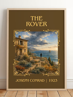 The Rover Classic Book Art Print by Joseph Conrad – framed print leaning on a wooden floor