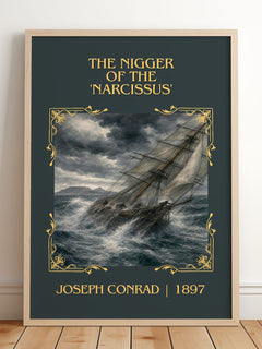 The Nigger Of The 'Narcissus' Classic Book Art Print by Joseph Conrad – framed print leaning on a wooden floor