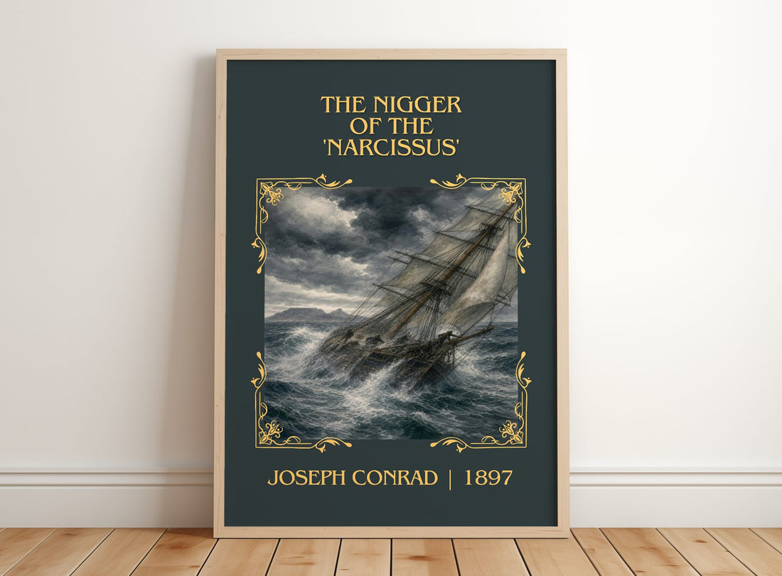 The Nigger Of The 'Narcissus' Classic Book Art Print by Joseph Conrad – framed print leaning on a wooden floor