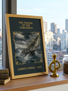 The Nigger Of The 'Narcissus' Classic Book Art Print by Joseph Conrad – framed print on a city-view windowsill