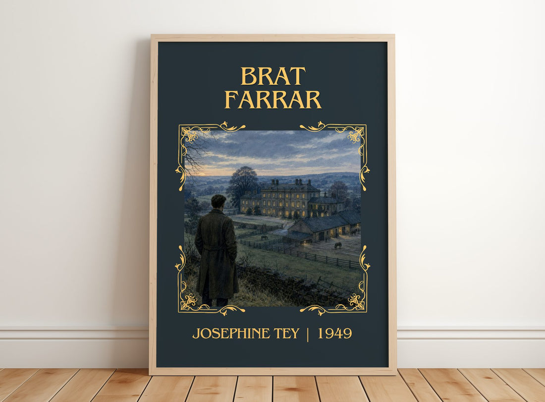 Brat Farrar Classic Book Art Print by Josephine Tey – framed print leaning on a wooden floor