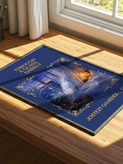 Through A Glass, Darkly Classic Book Art Print by Jostein Gaarder – print on a sunlit desk
