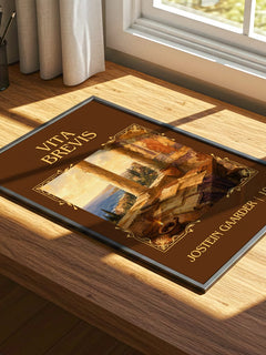 Vita Brevis Classic Book Art Print by Jostein Gaarder – print on a sunlit desk