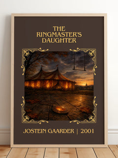 The Ringmaster's Daughter Classic Book Art Print by Jostein Gaarder – framed print leaning on a wooden floor