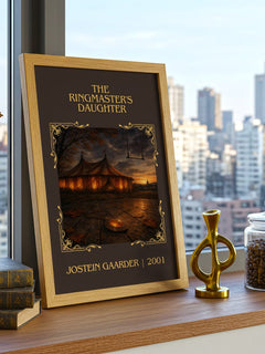 The Ringmaster's Daughter Classic Book Art Print by Jostein Gaarder – framed print on a city-view windowsill