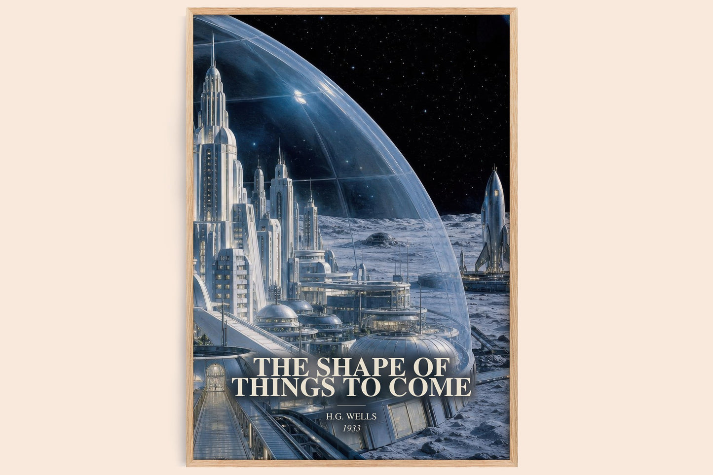 The Shape Of Things To Come watercolour book poster by H.G. Wells – framed literary art print