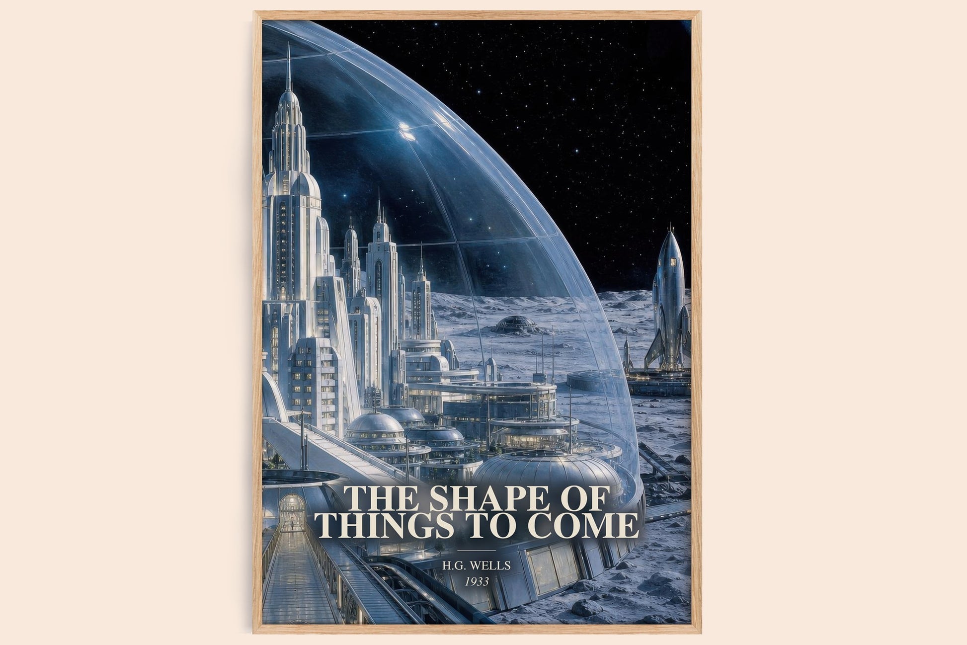 The Shape Of Things To Come watercolour book poster by H.G. Wells – framed literary art print