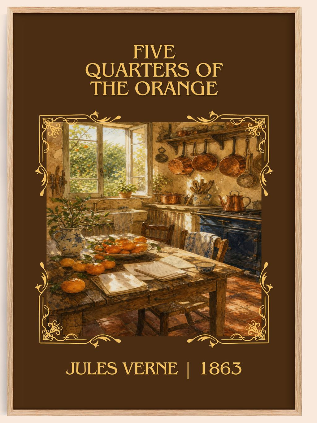 Five Quarters Of The Orange Classic Book Art Print by Jules Verne – book poster