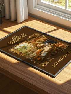 Five Quarters Of The Orange Classic Book Art Print by Jules Verne – print on a sunlit desk