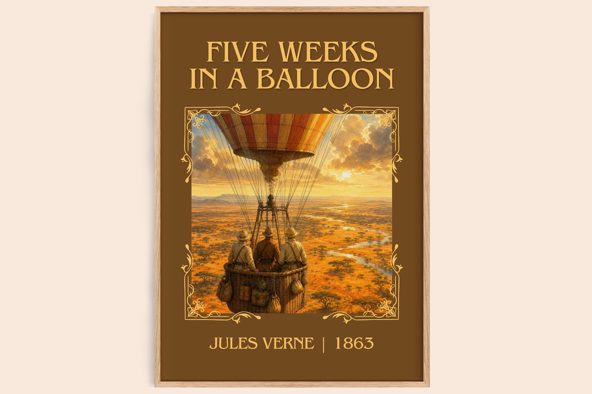 Five Weeks In A Balloon Classic Book Art Print by Jules Verne