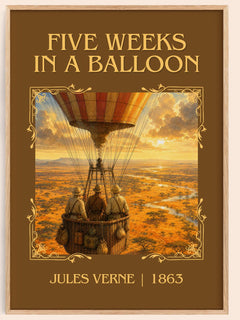 Five Weeks In A Balloon Classic Book Art Print by Jules Verne – book poster