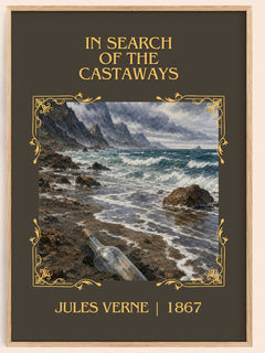 In Search Of The Castaways Classic Book Art Print by Jules Verne – book poster