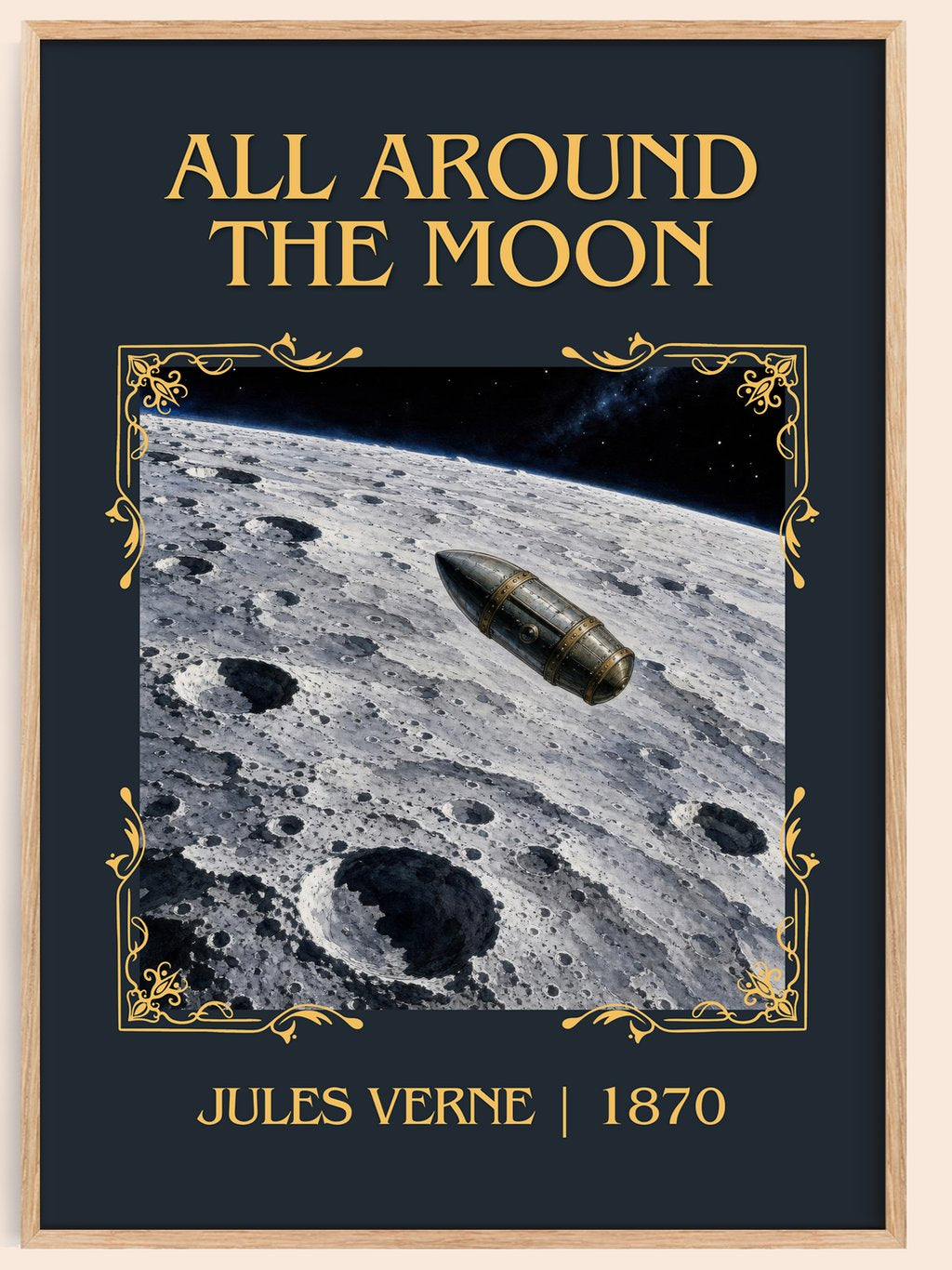All Around The Moon Classic Book Art Print by Jules Verne – book poster