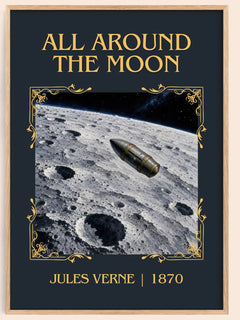 All Around The Moon Classic Book Art Print by Jules Verne – book poster