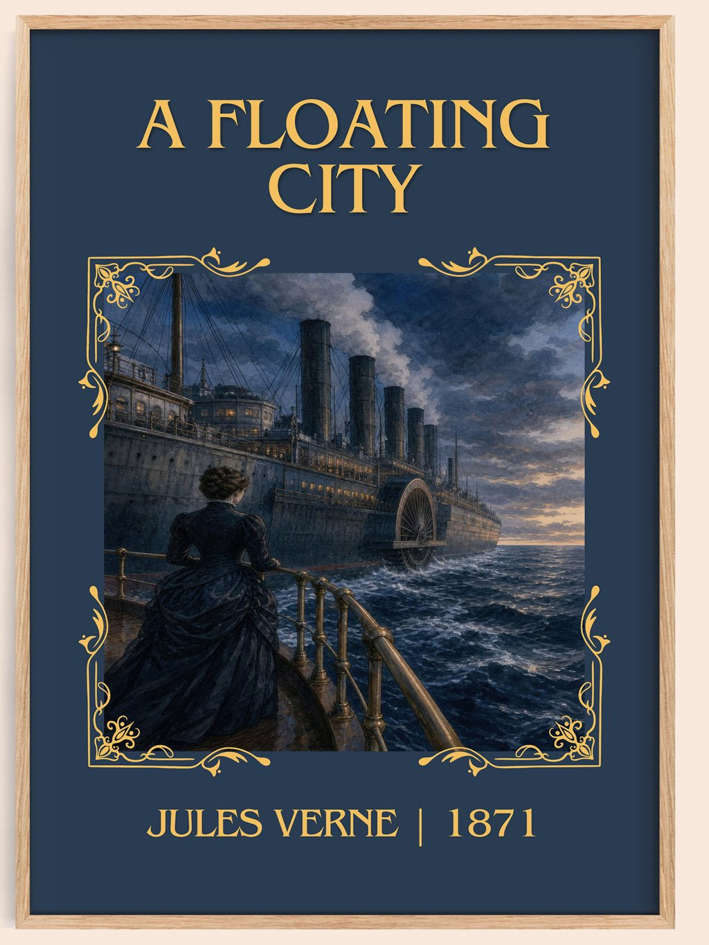 A Floating City Classic Book Art Print by Jules Verne – book poster