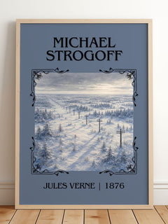 Michael Strogoff Classic Book Art Print by Jules Verne – framed print leaning on a wooden floor