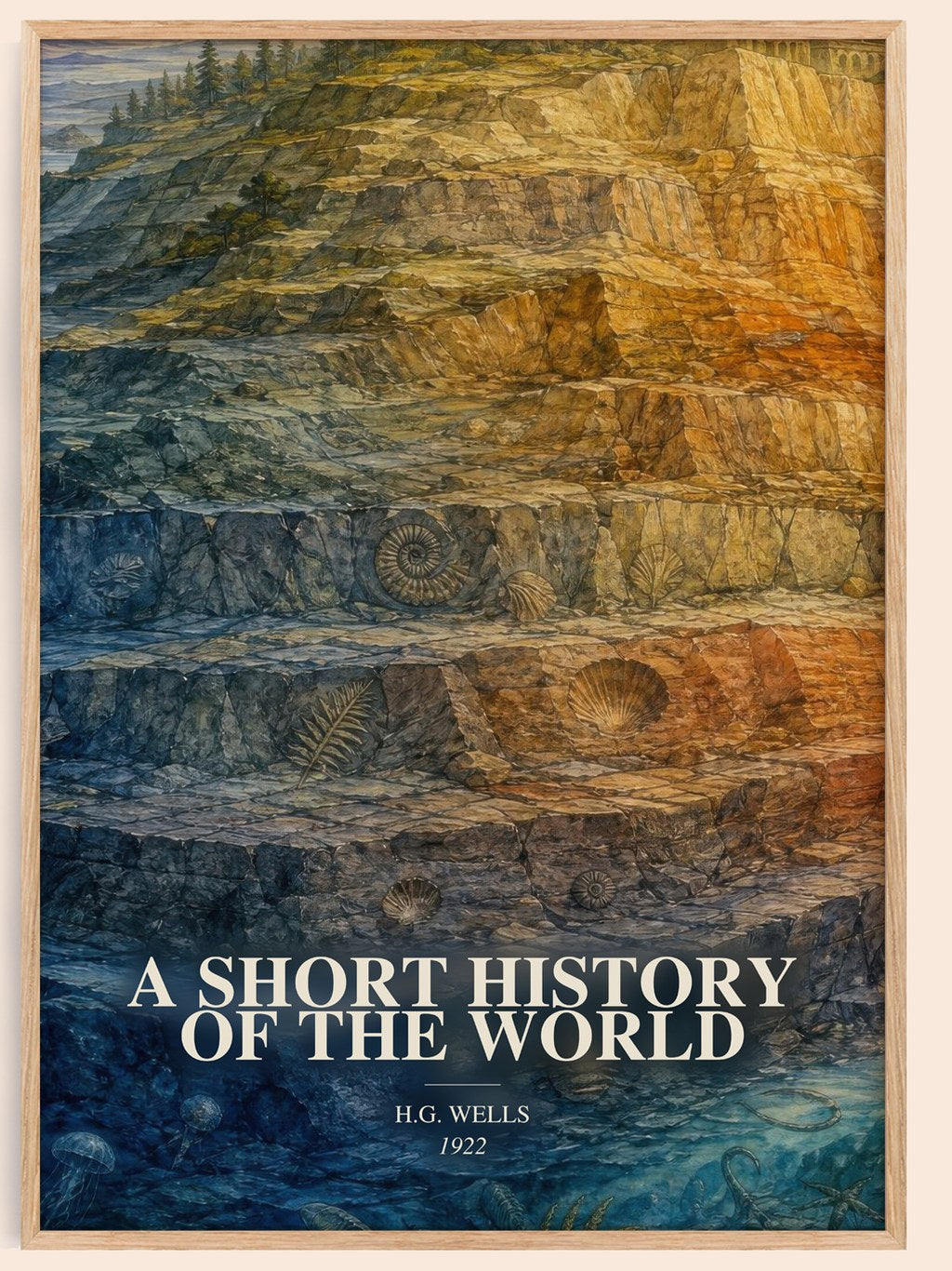 A Short History Of The World watercolour book poster by H.G. Wells – framed literary art print