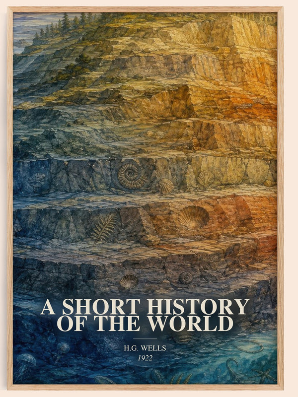 A Short History Of The World watercolour book poster by H.G. Wells – framed literary art print