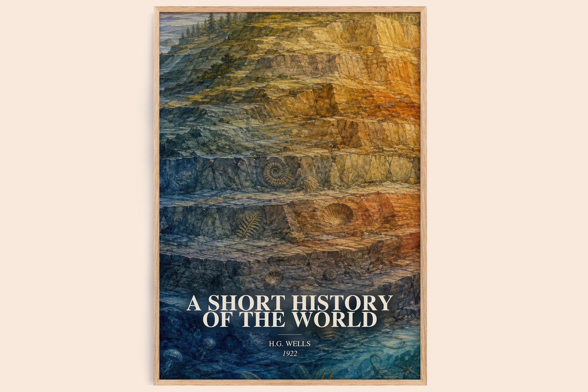 A Short History Of The World watercolour book poster by H.G. Wells – framed literary art print