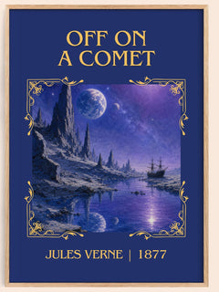 Off On A Comet Classic Book Art Print by Jules Verne – book poster