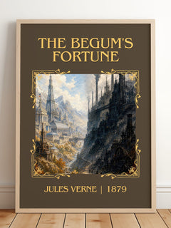 The Begum's Fortune Classic Book Art Print by Jules Verne – framed print leaning on a wooden floor