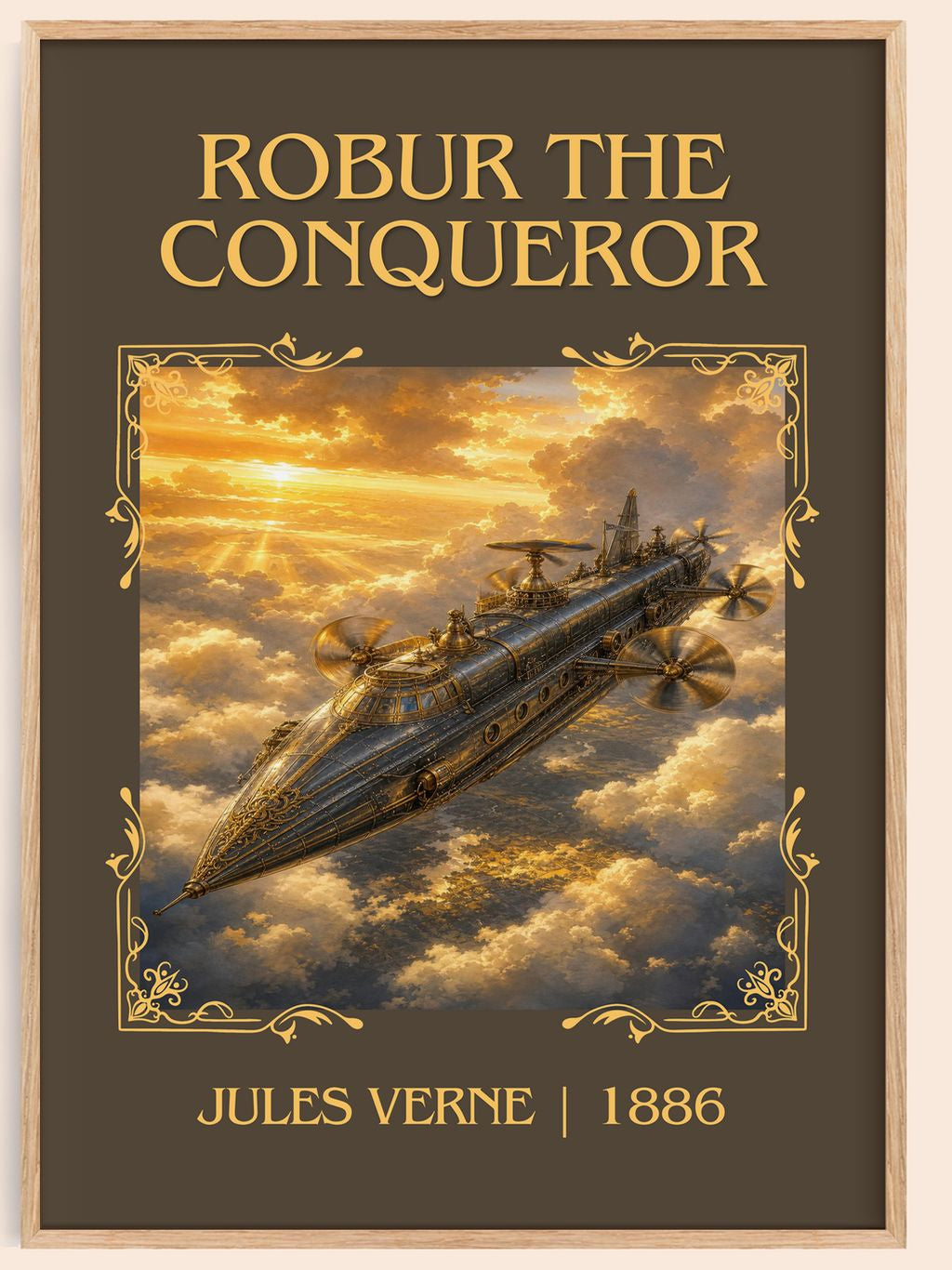 Robur The Conqueror Classic Book Art Print by Jules Verne – book poster