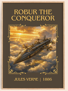 Robur The Conqueror Classic Book Art Print by Jules Verne – book poster