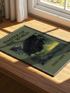 Master Of The World Classic Book Art Print by Jules Verne – print on a sunlit desk