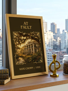 At Fault Classic Book Art Print by Kate Chopin – framed print on a city-view windowsill