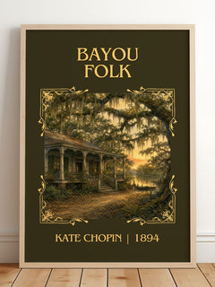 Bayou Folk Classic Book Art Print by Kate Chopin – framed print leaning on a wooden floor