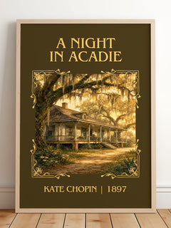 A Night In Acadie Classic Book Art Print by Kate Chopin – framed print leaning on a wooden floor