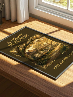 A Night In Acadie Classic Book Art Print by Kate Chopin – print on a sunlit desk