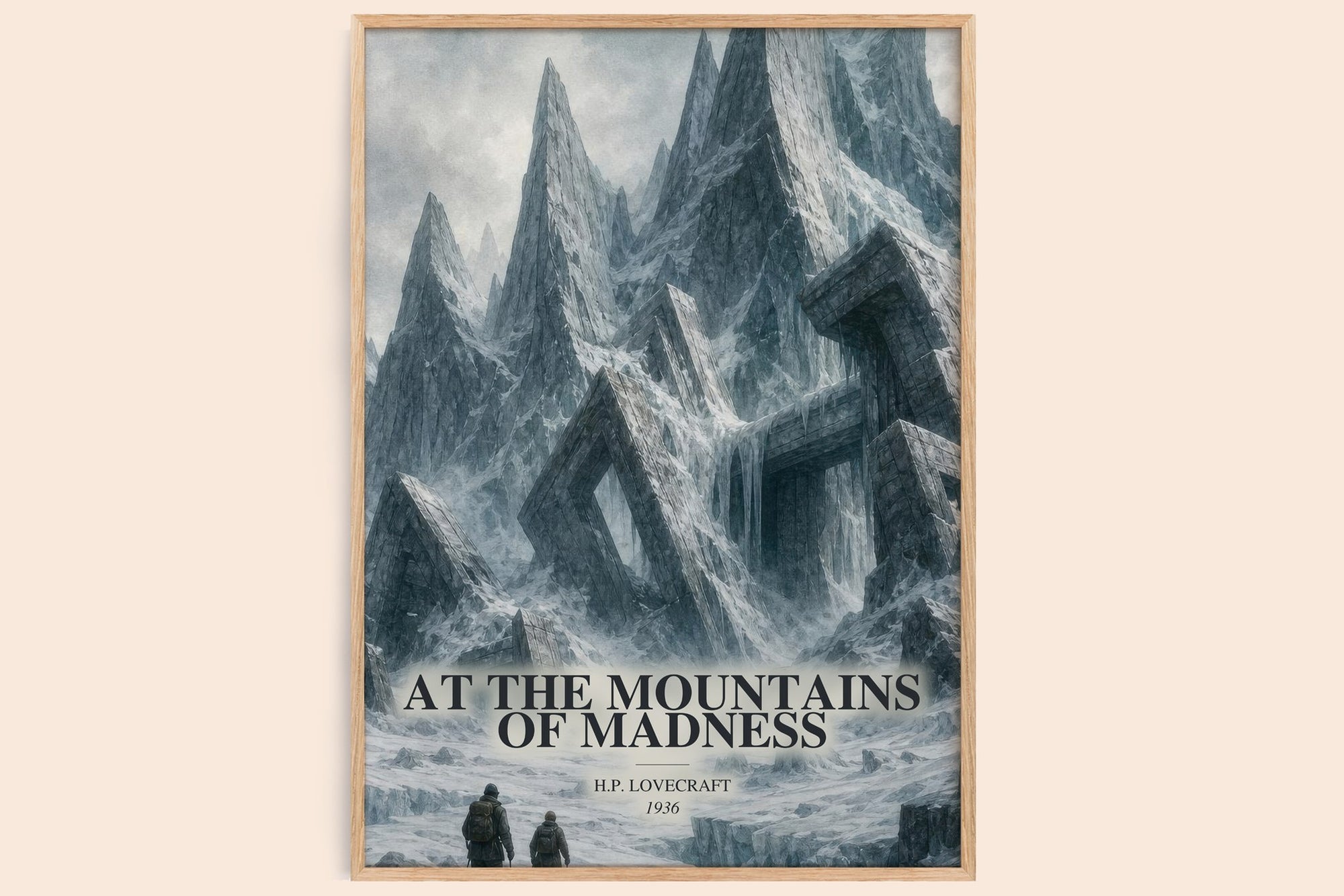 At The Mountains Of Madness watercolour book poster by H.P. Lovecraft – framed literary art print