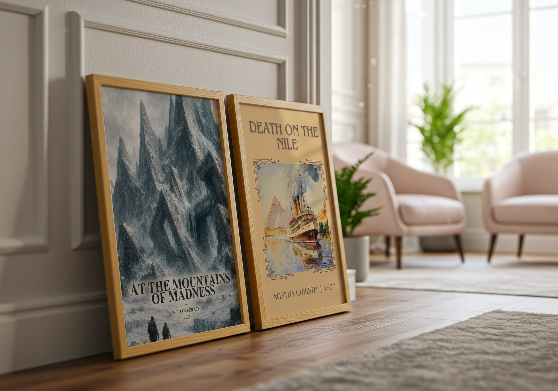 At The Mountains Of Madness watercolour print framed by window – literary home decor