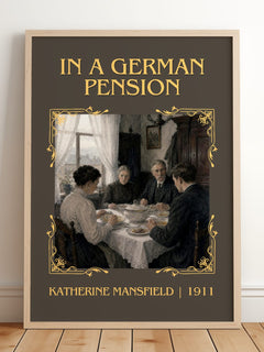 In A German Pension Classic Book Art Print by Katherine Mansfield – framed print leaning on a wooden floor