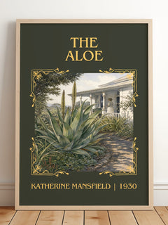 The Aloe Classic Book Art Print by Katherine Mansfield – framed print leaning on a wooden floor