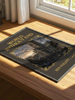World Without End Classic Book Art Print by Ken Follett – print on a sunlit desk