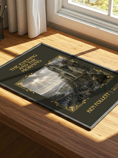 The Evening And The Morning Classic Book Art Print by Ken Follett – print on a sunlit desk