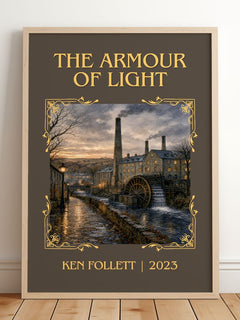 The Armour Of Light Classic Book Art Print by Ken Follett – framed print leaning on a wooden floor