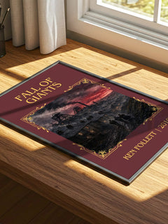Fall Of Giants Classic Book Art Print by Ken Follett – print on a sunlit desk